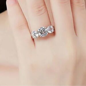 3-Stone 2ct CZ Ring in Sterling Silver By Berricle Size 5.5